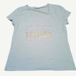 HANDCRAFTED GRAPHIC GLITTER T-SHIRT - SIZE XL